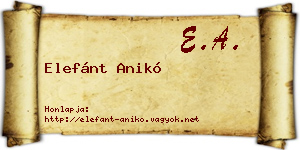Elefánt Anikó névjegykártya
